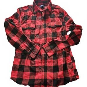 George Red and Black Buffalo Plaid Button-Up Shirt - Small